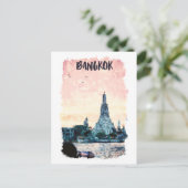 Carte Postale Bangkok Thaïlande Sunset Aquarelle (Debout devant)