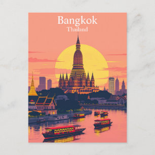 Carte Postale Bangkok, Thaïlande Vintage voyage animé