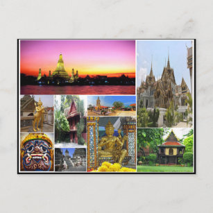 Carte Postale Bangkok voyage religion collage culturel bouddhism
