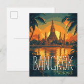 Carte Postale Bangkok, Wat Arun Temple Retro Voyage (Devant / Derrière)