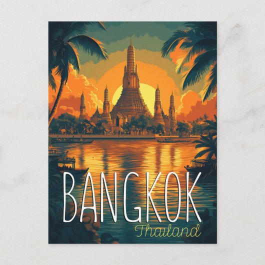 Carte Postale Bangkok, Wat Arun Temple Retro Voyage (Devant)