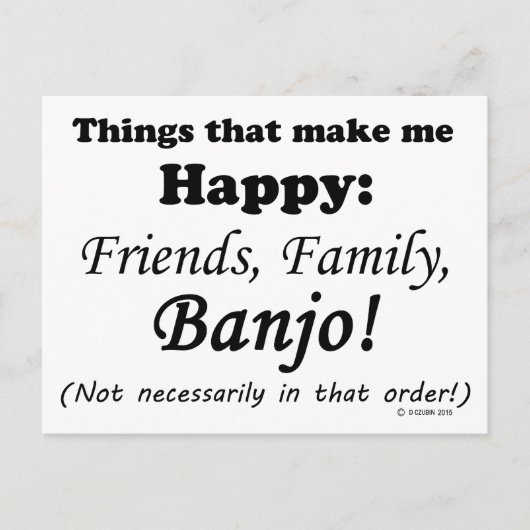 Carte Postale Banjo Me Rend Heureux (Devant)