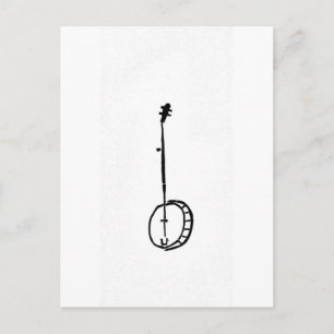 Carte Postale Banjo noir sur blanc