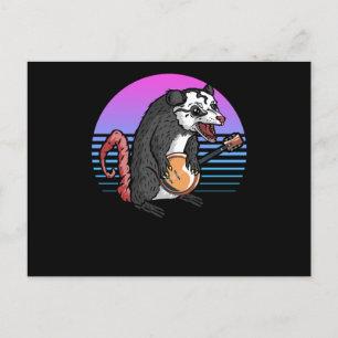 Carte Postale Banjo Opossum Folk Country Music Lover