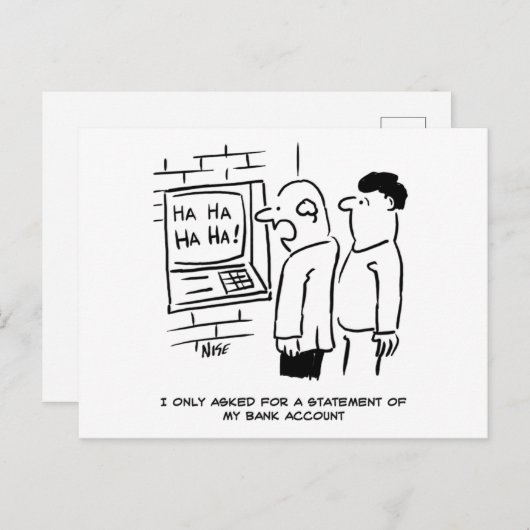 Carte Postale Bank Cashpoint Machine rit du client (Devant / Derrière)