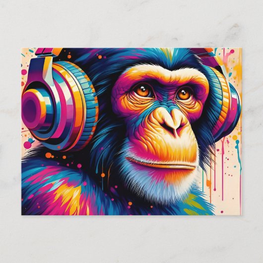 Carte Postale Banksy DJ Monkey Gorilla Chimp (Devant)