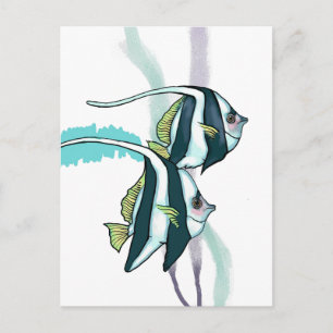 Carte Postale Bannière de poisson de récif, Poisson rayé sous-ma