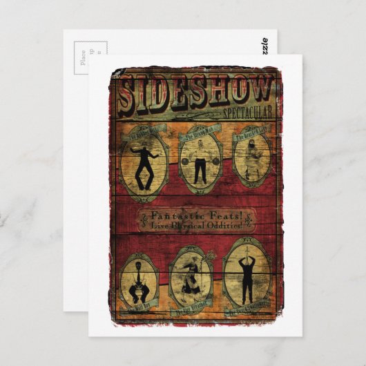 Carte Postale Bannière vintage Sideshow (Devant / Derrière)