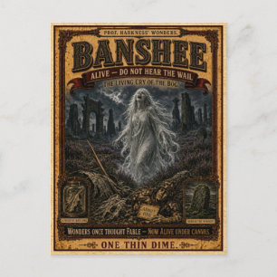 Carte Postale Banshee, Monstre de Cirque Vintage