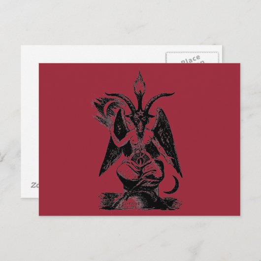 CARTE POSTALE BAPHOMET ROUGE (Devant / Derrière)