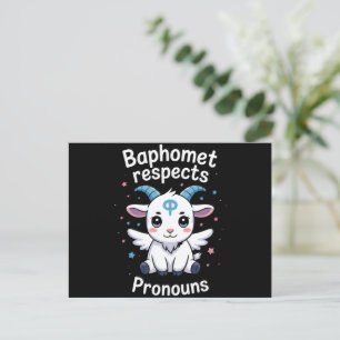 Carte Postale Baphomet transgenre Respecte Pronouns Trans Pride