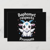 Carte Postale Baphomet transgenre Respecte Pronouns Trans Pride (Devant / Derrière)