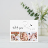 Carte Postale Baptême bébé 3 photos écriture élégante moderne mi (Debout devant)