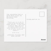 Carte Postale Baptême bébé 3 photos écriture élégante moderne mi (Dos)