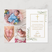 Carte Postale Baptême Christening Green 3 Merci photo (Devant)