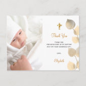 Carte Postale Baptême eucalyptus photo golden merci (Devant)