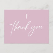 Carte Postale Baptême fille personnalisé écriture moderne rose p (Devant)