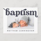 Carte Postale Baptême Moderne Simple Élégant Photo Remerciement (Devant)