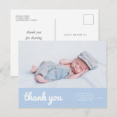 Carte Postale Baptême pour lui Merci photo moderne et simple (Devant / Derrière)