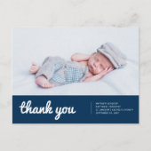 Carte Postale Baptême pour lui Merci photo moderne et simple (Devant)