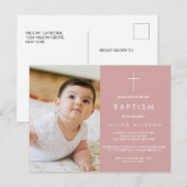 Carte Postale Baptême rose poussiéreux (Devant / Derrière)