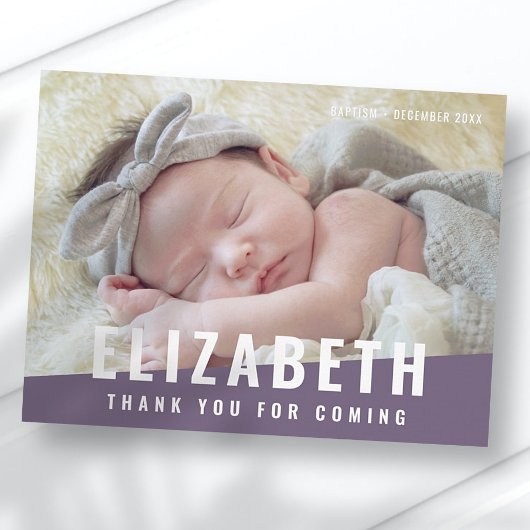 Carte Postale Baptême Simple moderne couleur vive Merci photo