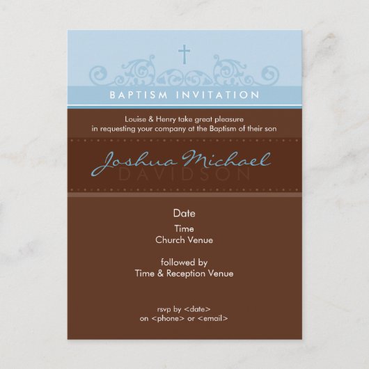 Carte Postale BAPTISM INVITATION :: élégant 3 (Devant)
