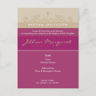 Carte Postale BAPTISM INVITATION :: élégant 4