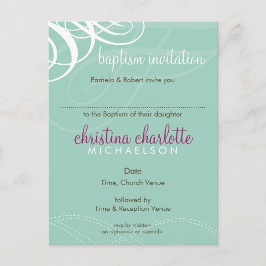 Carte Postale BAPTISM INVITATION :: vogue design 2 (Devant)