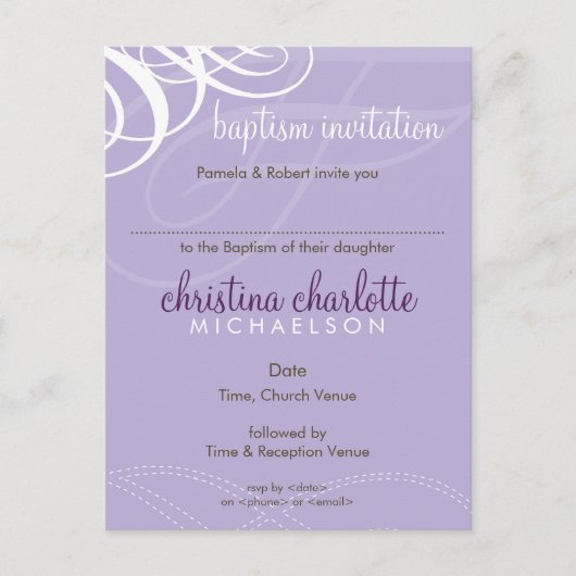Carte Postale BAPTISM INVITATION :: vogue design 3 (Devant)