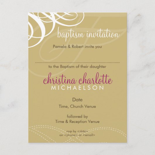 Carte Postale BAPTISM INVITATION :: vogue design 5 (Devant)