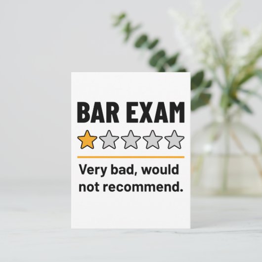 Carte Postale Bar Exam Funny 1 Étoiles Très Mauvais Ne Recommand (Debout devant)