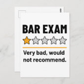 Carte Postale Bar Exam Funny 1 Étoiles Très Mauvais Ne Recommand (Devant / Derrière)