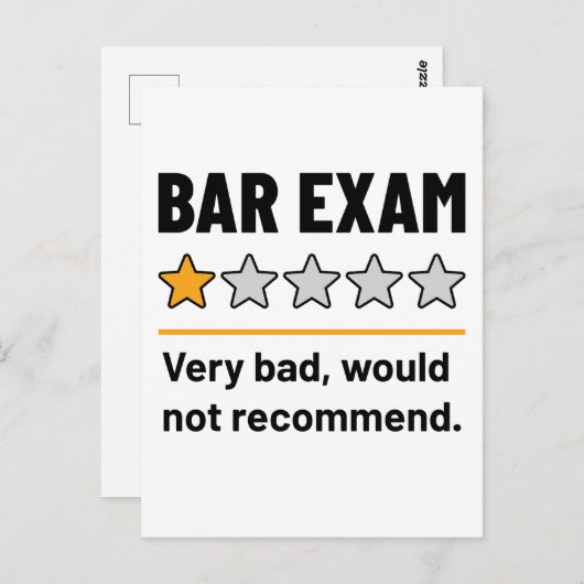Carte Postale Bar Exam Funny 1 Étoiles Très Mauvais Ne Recommand (Devant / Derrière)