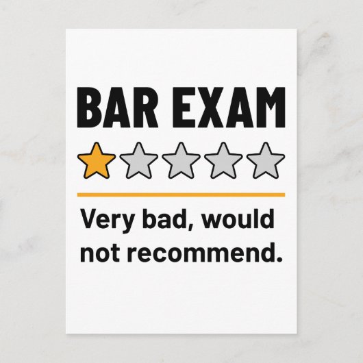 Carte Postale Bar Exam Funny 1 Étoiles Très Mauvais Ne Recommand (Devant)