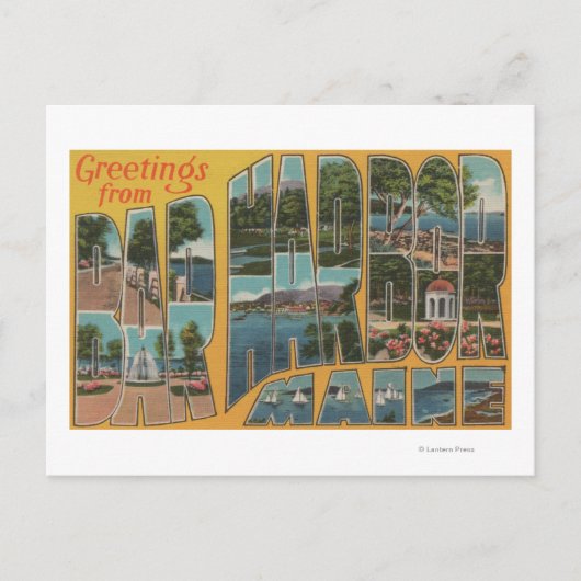 Carte Postale Bar Harbor, Maine - Grandes Lettres Scènes (Devant)