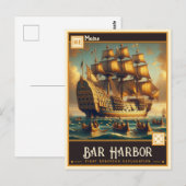 Carte Postale Bar Harbour, Maine | VINTAGE (Devant / Derrière)