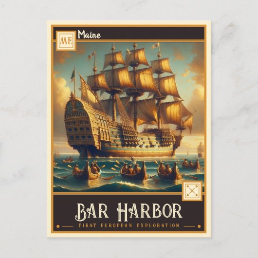 Carte Postale Bar Harbour, Maine | VINTAGE (Devant)