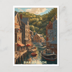 Carte Postale Bar Harbour ME Graphic Art Design