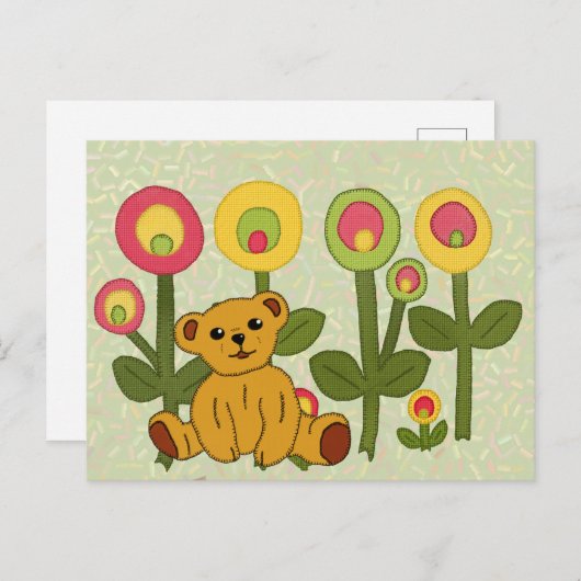 Carte Postale Bär im Blumenbeet (Devant / Derrière)