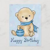 Carte Postale Bär mit Ball, blau (Devant)