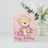 Carte Postale Bär mit Ball, rosa (Debout devant)