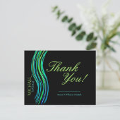 Carte Postale Bar Mitzvah Merci bleu et vert (Debout devant)