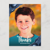 Carte Postale Bar Mitzvah Photo Merci Navy Blue Agate Script (Devant)