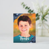Carte Postale Bar Mitzvah Photo Merci Navy Blue Agate Script (Debout devant)