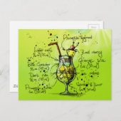 Carte Postale Bar Tropical Cocktail Recette (Devant / Derrière)