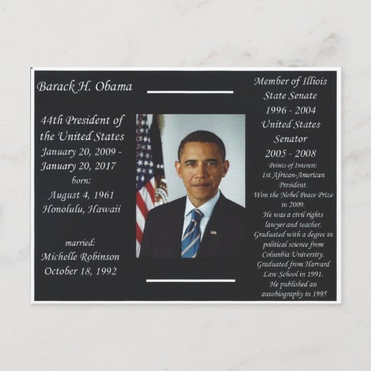 Carte postale Barack Obama (Devant)