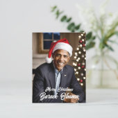 Carte Postale Barack Obama à Noël à Santa Hat (Debout devant)