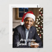 Carte Postale Barack Obama à Noël à Santa Hat (Devant / Derrière)