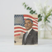 Carte Postale Barack Obama devant le drapeau américain et le Cap (Debout devant)